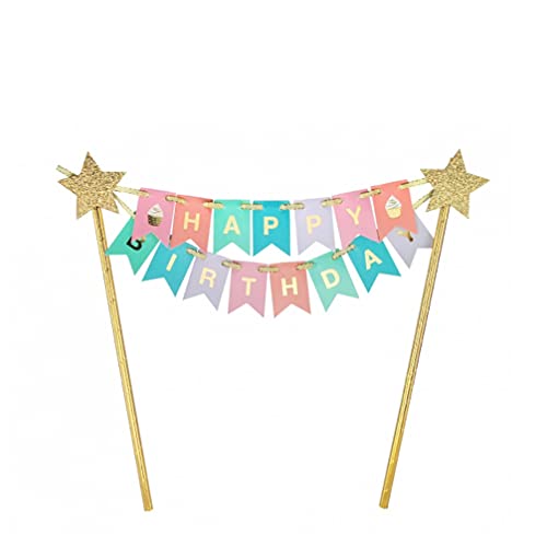 Happy Birthday Cake Topper Kuchendekoration Kuchen Girlande Gold Pastell von GoDan