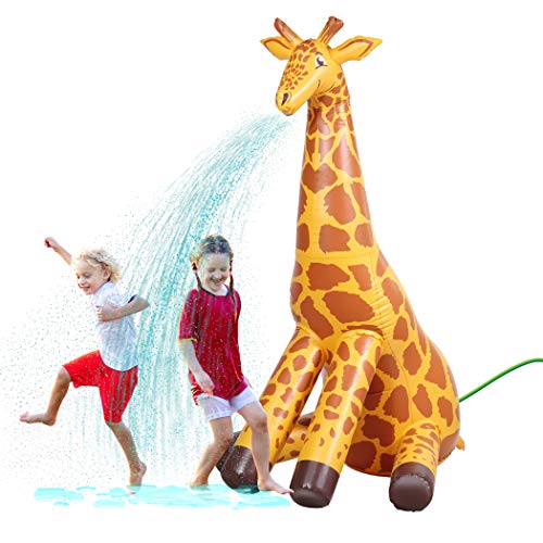 GoFloats Riesiger aufblasbarer Giraffen-Party-Sprinkler | 2,1 m hoch | Sprinkler für Kinder im Sommer von GoFloats