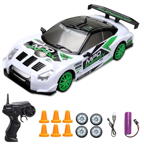 Gobesty Ferngesteuertes Auto ab 6 Jahre, 1:24 RC Drift Car, 15KM/H 4WD Ferngesteuertes Rennauto mit Arbeitsscheinwerfern, 2,4GHz Spielzeugauto RC Car, Geschenke für ab 6+ Jahre Kinder und Erwachsene von Gobesty