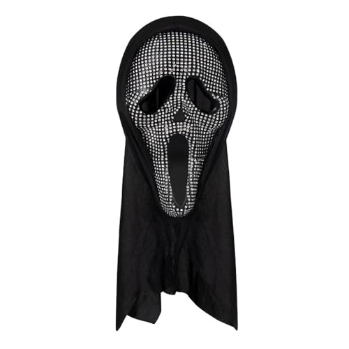 Gobesty Ghostface Maske, 2024 Neue Halloween Scream Maske mit Diamanten, Geist Maske, Halloween Scary Movie Maske, Gruselige Schrei Maske, Ghost Face Maske für Halloween Karneval Cosplay Horrorpartys von Gobesty