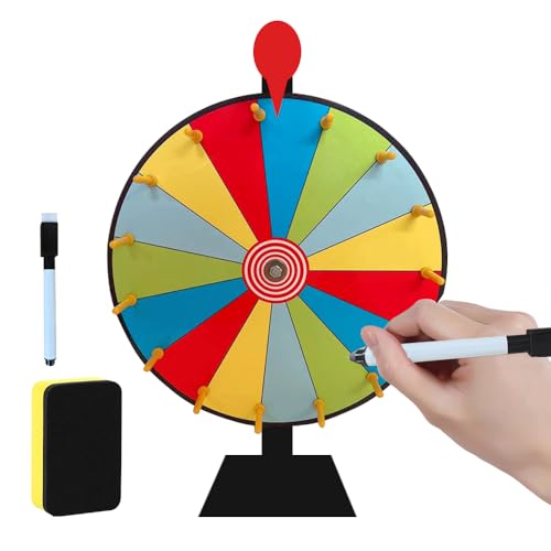 Gobesty Spinning Prize Wheel, Dry Erase Spinning Wheel with Marker Pen and Eraser, 12 Inch Spinning The Wheel, 10 Slots Spinning Wheel Game, Reusable Prize Wheel of Fortune for Party Carnival von Gobesty