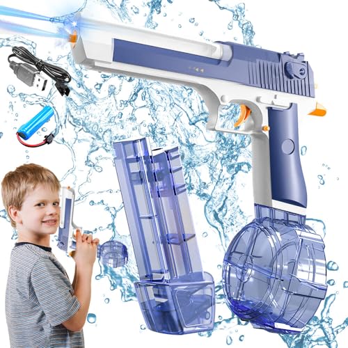 Gobesty Wasserpistole Elektrisch, Automatische Wasserspritzpistole Max Range 26ft, Spritzpistole Kinder 280CC + 50CC, Automatische Wasserpistole für Erwachsene und Kinder, Water Gun Spielzeug (CY040) von Gobesty