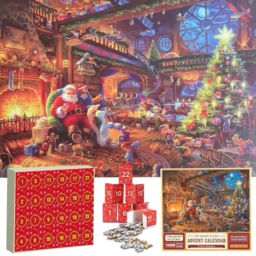 Gobesty Weihnachtspuzzles für Erwachsene, Weihnachtspuzzles 1000 Teile für Erwachsene, Geschenke, Puzzles 1000 Teile für Erwachsene Happy Christmas von Gobesty