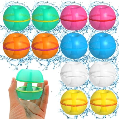 Gobesty Wiederverwendbare Wasserballons, Wasserballons für Kinder und Erwachsene, 12 Stück, magnetische selbstdichtende Wasserbombe, latexfreie Silikon-Wasserbälle für den Sommer von Gobesty