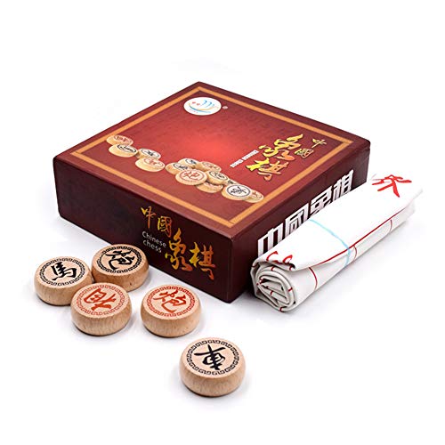 Gobus Beechwood Chinesisches Schach Set Xiangqi Reise Spiele Sets mit Leder Schachbrett in Einer Hard Paper Box für Schach Anfänger und Spieler von Oostifun