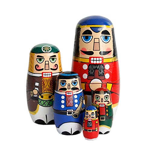 Gobus hölzerne Matryoshka Walnuss Soldat Nesting Dolls Russische Verschachtelung Puppen Setzt Holz Stapeln Puppen für Zuhause Büro Dekoration Kinder Geschenk (Nussknacker Soldat) von Oostifun