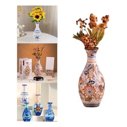 3D-Kunst-Puzzle-Vase, 3D-Puzzle-Blumenvase für Erwachsene, Kunst und Handwerk für Frauen, einzigartiges geschwungenes Design, Blumenvase mit abnehmbarem Wasserbecher, Einweihungsgeschenk, von Godemmio