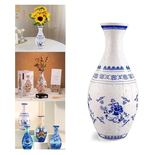 3D-Kunst-Puzzle-Vase, 3D-Puzzle-Blumenvase für Erwachsene, Kunst und Handwerk für Frauen, einzigartiges geschwungenes Design, Blumenvase mit abnehmbarem Wasserbecher, Einweihungsgeschenk, von Godemmio