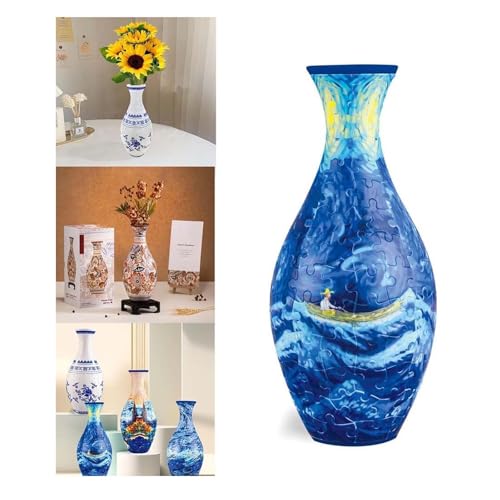 3D-Kunst-Puzzle-Vase, 3D-Puzzle-Blumenvase für Erwachsene, Kunst und Handwerk für Frauen, einzigartiges geschwungenes Design, Blumenvase mit abnehmbarem Wasserbecher, Einweihungsgeschenk, von Godemmio