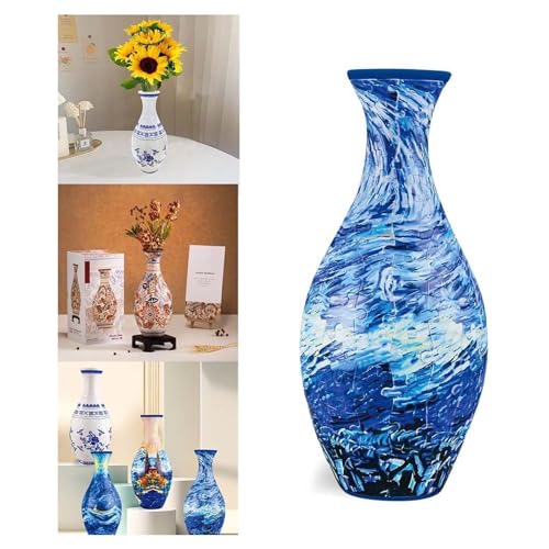 3D-Kunst-Puzzle-Vase, 3D-Puzzle-Blumenvase für Erwachsene, Kunst und Handwerk für Frauen, einzigartiges geschwungenes Design, Blumenvase mit abnehmbarem Wasserbecher, Einweihungsgeschenk, von Godemmio