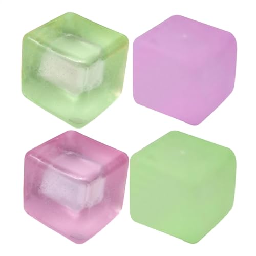 4 Stück Stressball Für Erwachsene Kinder, Cube Anti Stress Bälle, Sensorisches Spielzeug, ZappelspielzeugSensorisches Eiswürfel , Antistressball, Squishy FidgetCube (zufällige Farbe) von Godpqiui