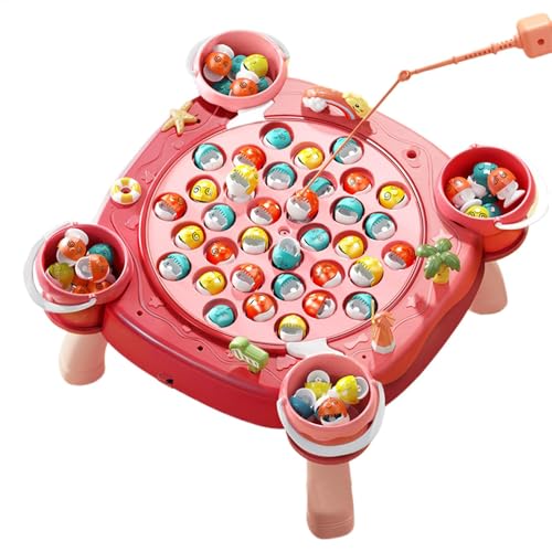 Godpqiui Angelspiel, Kinder Angelspiel,Rotierende Kleinkindfischbrett - Fischereispiel Magnetisches Set mit Musik pädagogischer Feinmotorik Aktivität für Kinder im Alter von 3 bis 5 Jahren von Godpqiui