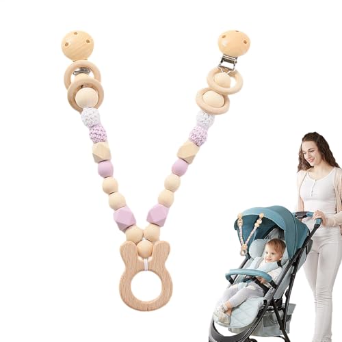 Godpqiui Kinderwagenspielzeug, Crib -Anhänger - Holzkette Perlenspielzeug für Pushtchair,Pram Accessoires -Kette für Kinder, Kleinkind, Kinder, und Mädchen Sinnes Spaß von Godpqiui