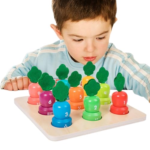 Godpqiui Kleinkindnummer Lernspielzeug, Kindergartenmathematikspiel - Buntes hölzerne Karottenform Pulling Puzzle | Eltern-Kind-interaktive Spiele, Hand-Eye-Koordinationstraining-Tools für von Godpqiui