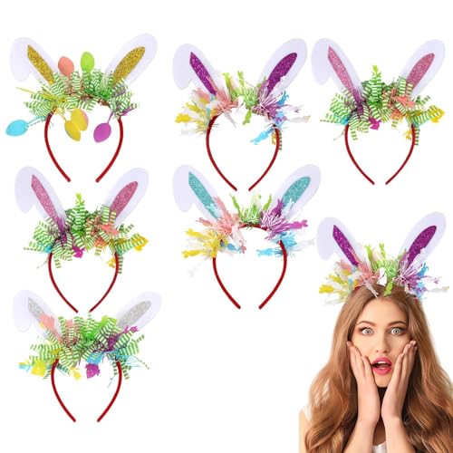 Godpqiui Osterhasen-Dekorations-Stirnband, Hasenohr-Stirnbänder für Partys,Süße Hasenohren Cartoon Stirnbänder - Easter Elements Haarstyling-Zubehör für Urlaub, Verabredungen, Tänze, Ausflüge, von Godpqiui