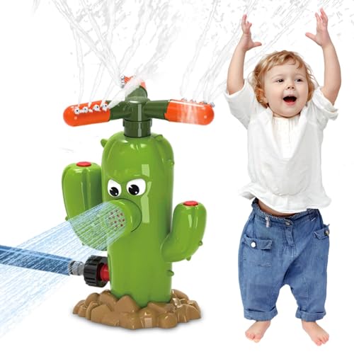 Godpqiui Outdoor -Sprinkler für Kinder, Wassersprinklerspielzeug für Kleinkind - Rotierende Kaktus -Wasserspray -Spielzeug mit Wackelrohr | Fun Summer Game ist an Gartenschlauch -Rasenwässern für von Godpqiui