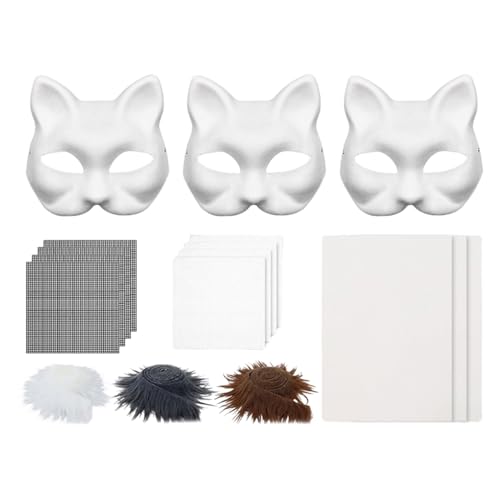 Godpqiui Tier Gesichtsmaske Set - Halloween Katzenmakeup Bastelset Gesichtsverkleidung,Kostüme Rollenspiel Für Damen Herren Kinder Erwachsene Fotosessions Comic Conventions Verkleidung Godpqiui Tier Gesichtsmaske Set - Halloween Katzenmakeup Bastelset Gesichtsverkleidung,Kostüme Rollenspiel Für Damen Herren Kinder Erwachsene Fotosessions Comic Conventions Verkleidung von Godpqiui