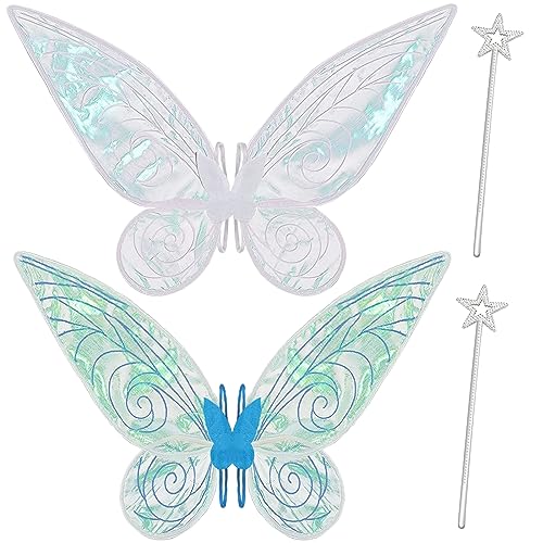 Goenb 2 Paar Feenflügel Erwachsene Feenflügel Kinder, Feen Flügel Damen Erwachsen Fasching Kostüm Fairy Wings für Karneval Geburtstag Halloween Weihnachten Rollenspiele Comic Con Themed Party von Goenb