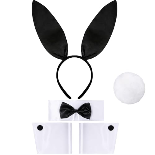 Goenb Bunny Kostüm, Bunny Zubehör Bunny Outfit Bunny Kostüm Erwachsene Bunny Kostüm Erwachsene Bunny Ohren Osterhasen Kostüm Se für Weihnachten Ostern Cosplay Kostüm Party von Goenb