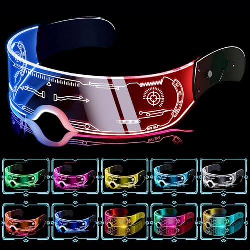 Goenb Led Brille, Leuchtende Brille Leuchtbrille Led Sonnenbrille Brille Led Schnelle Brille Led Cyberpunk Brille Coole Brille für Erwachsene Damen für Halloween Karneval Party von Goenb