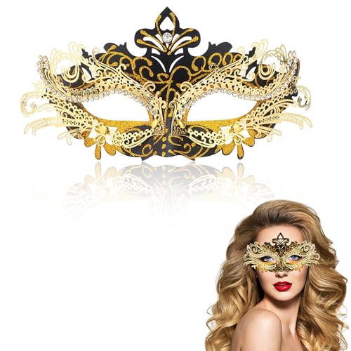 Goenb Maskerade Maske, Karneval Venezianische Masken Für Damen Frauen Maskenball Maske Karnevalsmasken Für Fasching Cosplay (Gold) von Goenb