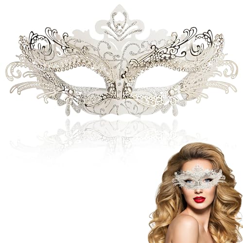 Goenb Maskerade Maske, Karneval Venezianische Masken Für Damen Frauen Maskenball Maske Karnevalsmasken Für Fasching Cosplay (Silber) von Goenb