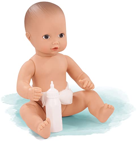 Götz 0754010 Newborn Aquini Junge Puppe - 33 cm große Badepuppe mit gemalten braunen Augen und ohne Haare - Badebaby ab 18 Monaten von Götz