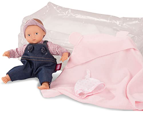 Götz 2285003 Puppe Mini Aquini im Set - 33 cm Badepuppe mit Zubehör, blauen gemalten Augen, ohne Haare - 7-teiliges Set - Babypuppe ab 3 Jahren von Götz