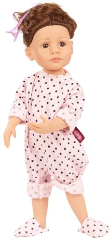 Götz 2311033 Little Kidz to Dress Puppe - 36 cm große Multigelenk-Stehpuppe mit braunen Haaren und braunen Augen - 6-teiliges Set von Götz