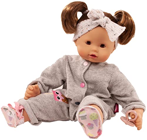 Götz 2327113 Maxy Muffin Popsicle Puppe - 42 cm große Babypuppe mit braunen Schlafaugen, braune Haare und Weichkörper - Weichkörperpuppe in 7-teiligen Set von Götz