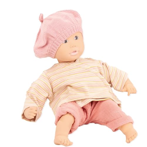 Götz 2333015 Baby Pure Cosy Lina Strawberry - 33 cm große Babypuppe aus Natur-Kautschuk ohne Haare, Blaue Augen - vegan & ökologisch ab 18 Monaten Monaten von Götz