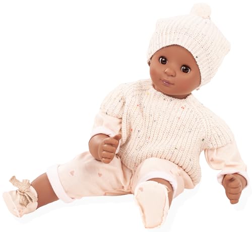 Götz 2567841 Maxy Muffin Schick In Strick Puppe - 42 cm große Babypuppe mit braunen Schlafaugen, ohne Haare und Weichkörper - Weichkörperpuppe in 6-teiligen Set von Götz