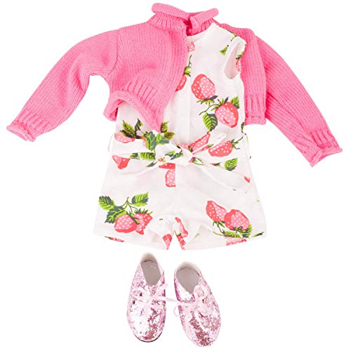 Götz 3402845 Kombination Berries Jumpsuit - Puppenbekleidung Gr. XL - 4-teiliges Bekleidungs- und Zubehörset für Stehpuppen 45 - 50 cm von Götz