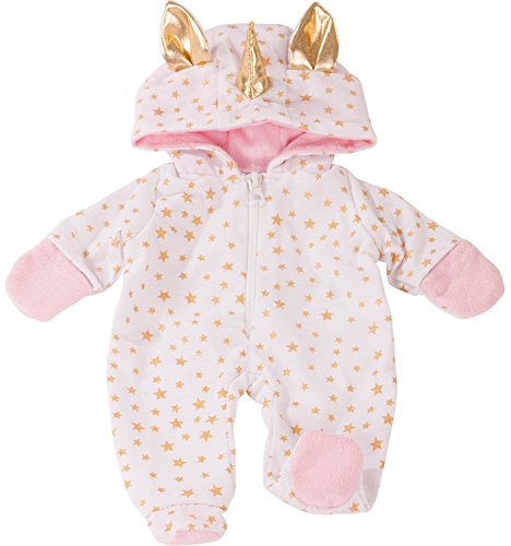 Götz 3402913 Onesie Einhorn - Einteiliger Puppen-Overall Puppenbekleidung Gr. M - Bekleidungs- und Zubehörset für Babypuppen 42-46 cm von Götz