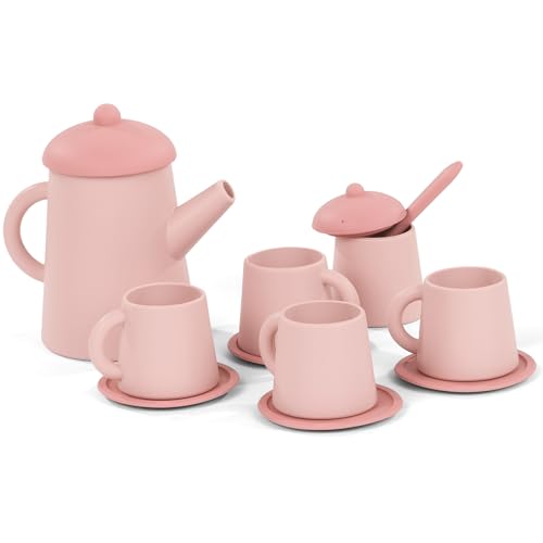 Götz 3403562 Tee-Set aus Silikon für Puppen & Kinder - Zubehör zum Spielen für die Tea-Time - 13-teilig von Götz