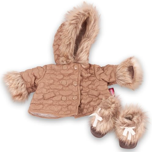 Götz 3403596 Kombi Winter Beige - Puppenbekleidung Gr. S / XM - 3-teiliges Bekleidungs- und Zubehörset für Babypuppen von 30 - 33 cm & Stehpuppen 36 cm von Götz