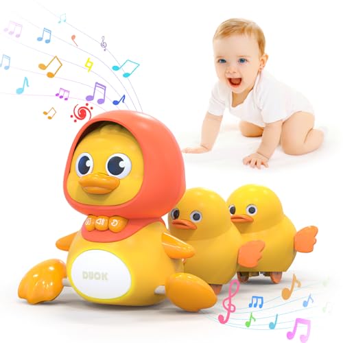 Gofimyee Musik Enten Spielzeug, Baby Spielzeug für 1, 2 und 3-Jahre alte Kinder, Early Education Sound Spielzeug mit Lullaby, einschließlich Einer großen Ente, Zwei kleine Enten und Batterien von Gofimyee