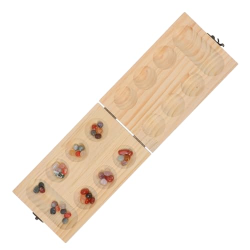 1 Satz Mancala-brettspiel Spielsachen Schachbrett Mancala-faltbrett Klappbares Mancala-Spiel Aus Holz Trainingsschachspielzeug Klappbares Spielbrett Aus Holz Mancala-Schach Stein Gogogmee von Gogogmee