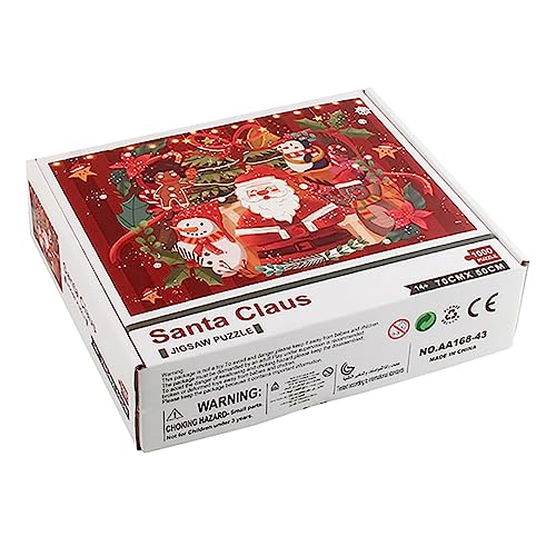 1000 Stück Weihnachtsmann-Puzzle Weihnachtsfestbevorzugungsgeschenk Weihnachtspuzzle Puzzle-Spielzeug- Füller Für Weihnachtstüten Kinderpuzzle Schneemann Puzzles Papier Rot Gogogmee von Gogogmee