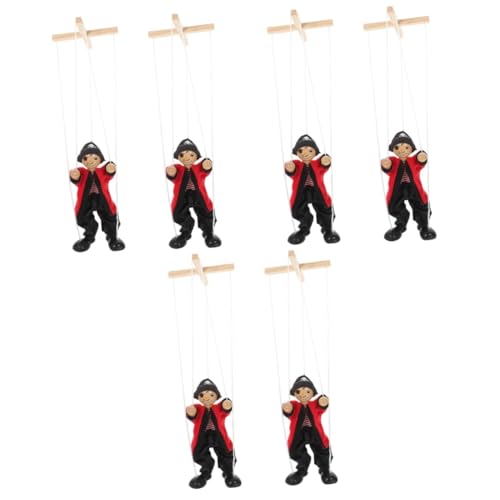 6 STK Marionette Puppen für Kinder Spielzeug Spaß Handpuppen Marinette puppentrage Puppet Interaktive Puppenspiele Handgemachte Puppen Piratenpuppen aus Holz Leistungspuppen Samt Gogogmee von Gogogmee