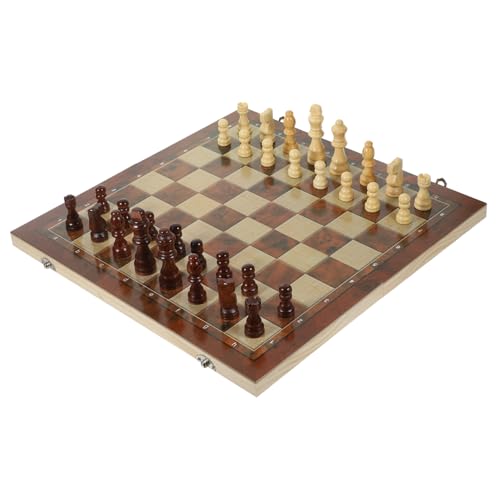 Gogogmee 1 Satz DREI in einem Schach Internationales Schachbrett Schachspiel Brettspiel für Kinder Dame Schachbrett Kinder Schachbrett für Kinder Schach aus Holz Backgammon aus Holz hölzern von Gogogmee