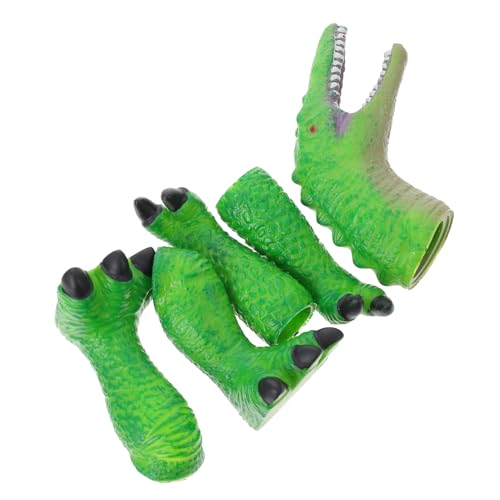 Gogogmee 1 Satz Dinosaurier-fingerpuppe Geschichte Erzählende Marionette Lebensechtes Handpuppenspielzeug Puppen Für Kinder Realistisches Spielzeug Tyrannosaurus Handpuppe Vinyl Green von Gogogmee