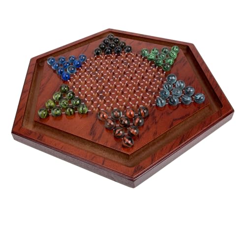 Gogogmee 1 Satz Hexagon Holz Checkers Label Brettspiele Für Kinder Chinesische Brettspiele Chinesische Strategiespiele Chinesisches Schachbrett Partytisch-brettspiel Spielzeug Brown Glas von Gogogmee