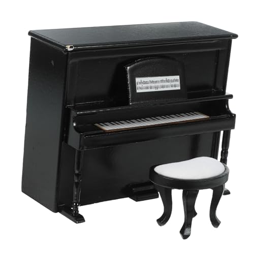 Gogogmee 1 Satz Klavier Für Puppenhaus Musical Schemel Puppenhausmöbel Klavier Für Minihaus Miniklavier Und Hocker Dekor Mini-möbel Für Puppenhaus Miniatur-klaviermodell Figur Black Holz von Gogogmee