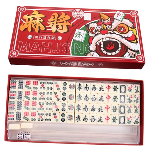 Gogogmee 1 Satz Tragbares Mini-Mahjong Mini-Mahjong-kit Reise-Mahjong-Spielzeug Tragbare Mahjong-Fliesen Reise Tischspiel Mahjong Tragbares Mahjong Kleines Mahjong-kit Weiß Melamin von Gogogmee