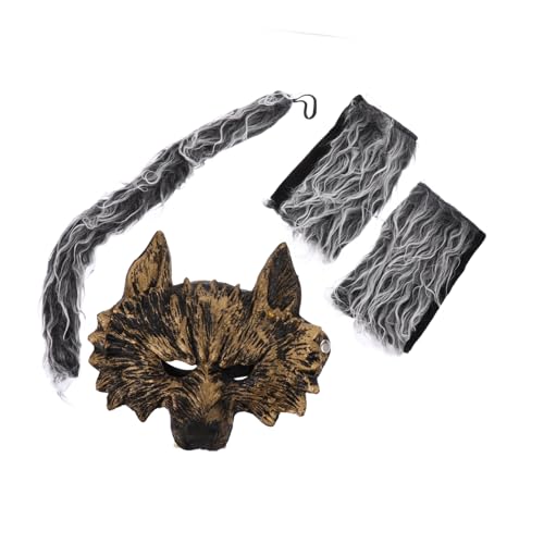 Gogogmee 1 Satz Werwolf-anzug Fuchskostüm Fuchsmaske Wolfshandschuhe Wolf-cosplay- Therische Maske Wolf-cosplay-kostüm Wolfsschwanz Zubehör Für Tierkostüme Baumwolle von Gogogmee