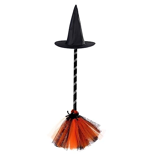 Gogogmee 1 Satz Zauberhut Besen Mädchenkostüme Kinder-Outfits Halloween Hexenbesenstiel Halloween Dekoration Halloween-Dekoration Zubehör für Partykostüme Halloween-Cosplay-Requisiten Stoff von Gogogmee