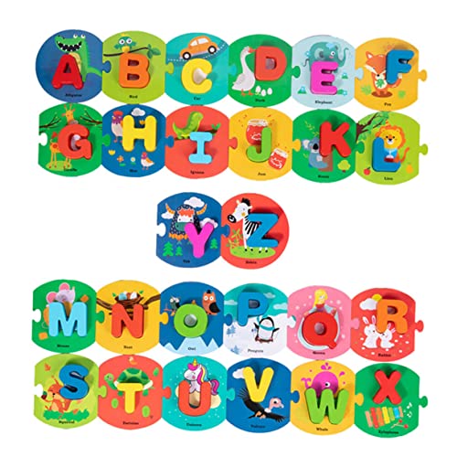 Gogogmee 1 Satz englisches Alphabet ABC-Puzzle-Form Alphabet-Matching-Rätsel Kinder Puzzle rätselbuch Kinder rätsel für Kinder holzspielsachen Englisch Lernen Spielzeug hölzern Colorful von Gogogmee