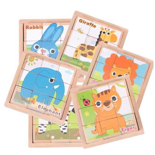 Gogogmee 1 Satz sechsseitige Malbausteine Kinderspielzeug Puzzle Kinder-Tangram rätselbuch Kinder laubsägen für Kinder Kleinkindspielzeug Babyblöcke Cartoon-Rätsel kreatives Rätsel Holz von Gogogmee