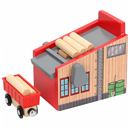 Gogogmee 1 Set Lademaschine Kinderspielzeug Kinder Lernspielzeug Holzfällerlager Blöcke Zugset Szenenzubehör Zugmodell Spielzeug Kidcraft Spielset Kinderspielzeug Kinderspielzeug Holz Rot von Gogogmee